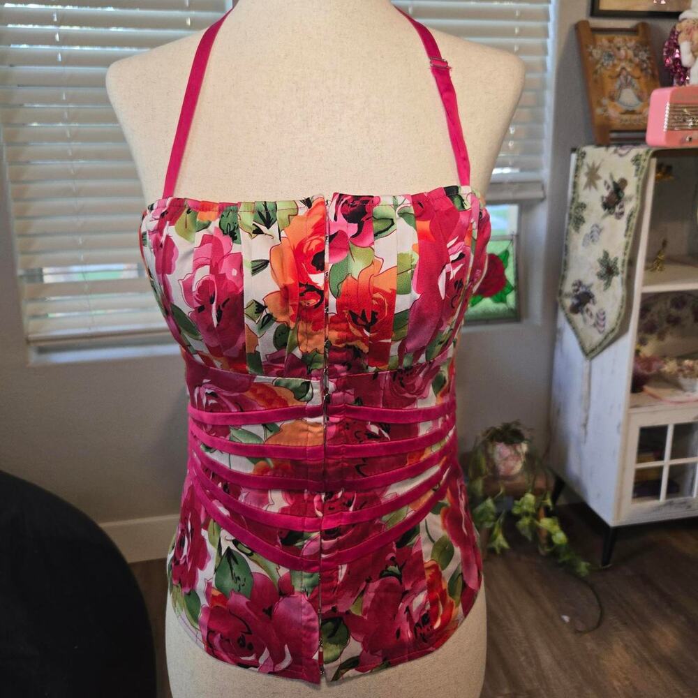 Y2k floral bustier babe top